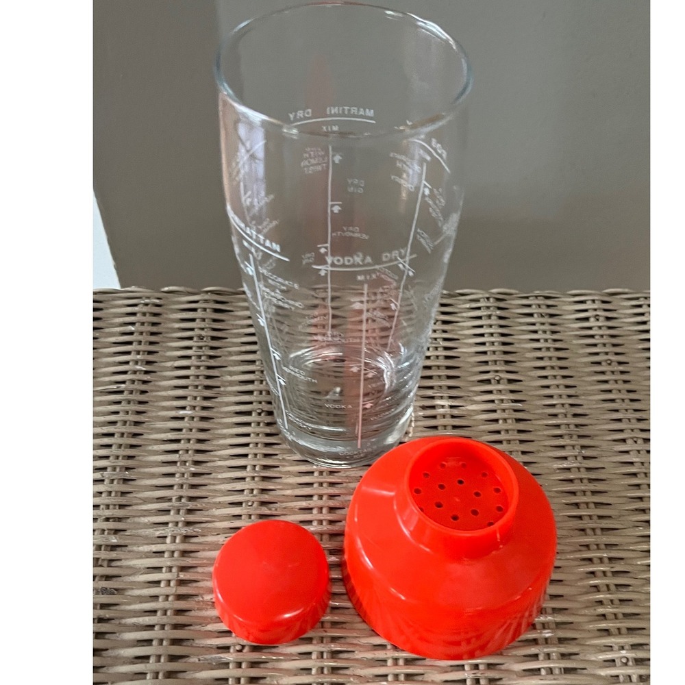 Vtg 1960s Mid-Century Italian Glass Recipe Cocktail Shaker Barware Per Alimenti - Picture 7 of 9